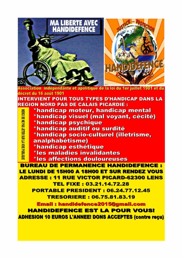 ADHERER A UNE ASSOCIATION PROCHE DE VOUS AVEC DE VRAI VALEURS HUMAINES POUR LA DEFENSE DE L'HANDICAP!